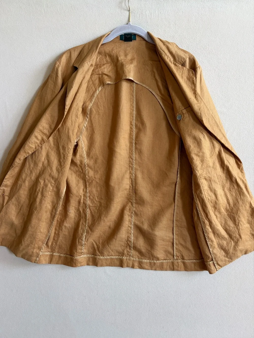 JCrew 100% Linen Camel Brown Blazer Jacket Size 4 Vtg 90s